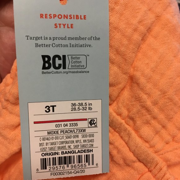 NWT Cat & Jack Peach Sleeveless Summer Dress - Size 3T - Picture 7 of 7